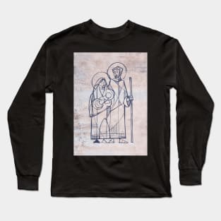 Hand drawn illustration of the Sacred Family Long Sleeve T-Shirt